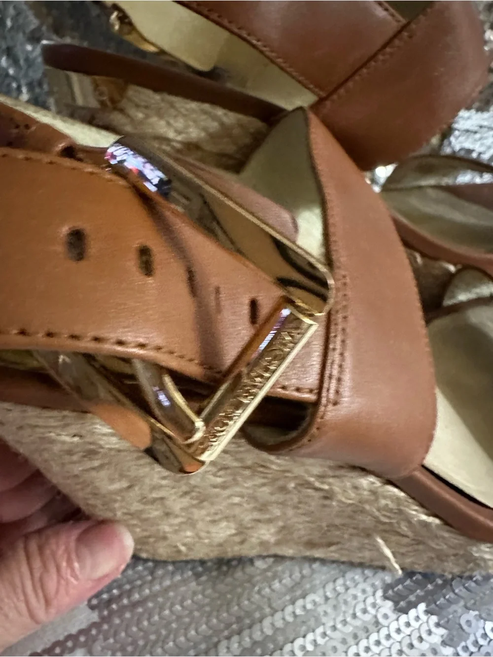 MICHAEL Michael Kors Tan Brown Espadrille Wedge Sandals